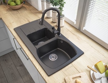 ЧЕРНЫЙ ГРАНИТ ДОЗАТОР ЖИДКОГО МЫЛА МОЙКА МАКОВИНА