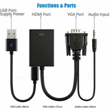ADAPTER KONWERTER VGA do HDMI +AUDIO+ZASILANIE
