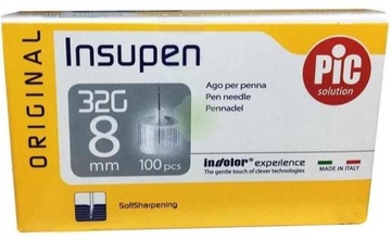 PIC Insupen Igły Do Penów 32G 8 mm 100 sztuk