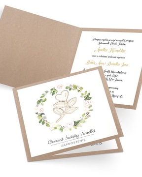 Zaproszenie na chrzest personalizowane z kopertą „Heart Plant Rosie”