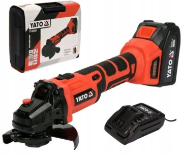 УГЛОВАЯ ШЛИФОВАЛЬНАЯ МАШИНА YATO 125 мм 18 В БЕСЩЕТОЧНАЯ 3 Ач