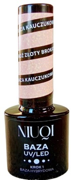 NIUQI baza kauczukowa UV/LED RÓŻ ZŁOTY BROKAT 5ml