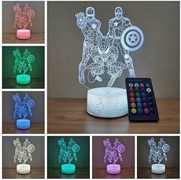 3D LED USB ночник в подарок Marvel AVENGERS