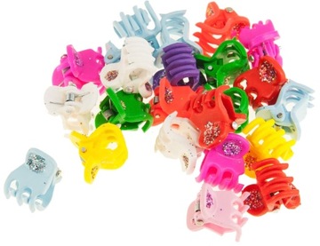 SZCZĘKI DO WŁOSÓW MIX BROKAT KRABIKI 1.7CM 56SZT