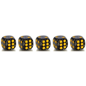 ZESTAW 5 KOSTEK K6 RPG KOŚĆ SZEŚCIOŚCIENNA ZWĘGLONE DUSZE 1,6 CM