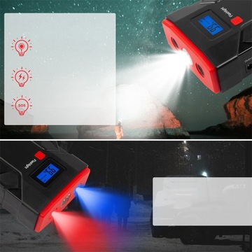 JUMP STARTER CAR BOOSTER ROZRUCH POWERBANK LCD LATARKA KOMPAS 10400 MAH