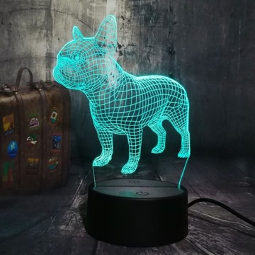 БУЛЬДОГ НОЧНАЯ ЛАМПА 3D СВЕТОДИОДНЫЕ ЦВЕТА ПУЛЬТ ДУ USB