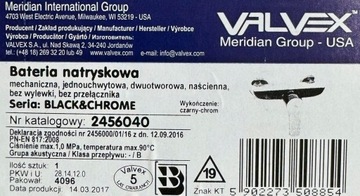 VALVEX BLACK&CHROME POLSKA bateria prysznicowa Deszczownica kolumna czarna