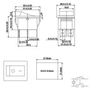 Кулисный переключатель KCD4 10А 250В 4 контакта