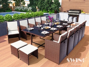 VEGAS MEBLE OGRODOWE POLYRATTAN 13el. SZARY