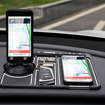 АВТОМОБИЛЬНЫЙ ПРОТИВОСКОЛЬЖАЮЩИЙ КОВРИК ДЛЯ ТЕЛЕФОНА 4 В 1 УНИВЕРСАЛЬНАЯ ПОВОРОТНАЯ РУЧКА