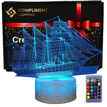 Lampka nocna 3D led usb na prezent Statek
