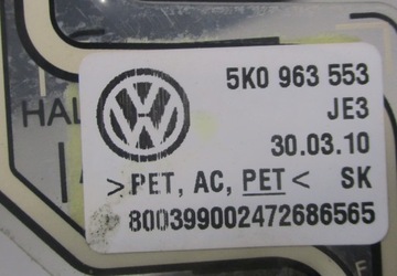 SENZOR OBSAZENÍ OBSAZENO SEDADLA PŘEDNÍ LEVÝ VW GOLF VI 6 5K0963553