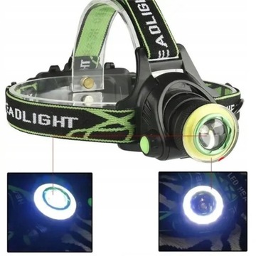 Latarka czołowa biała + UV ZOOM ładowana 230V ogniwo x2 ultrafiolet LC7