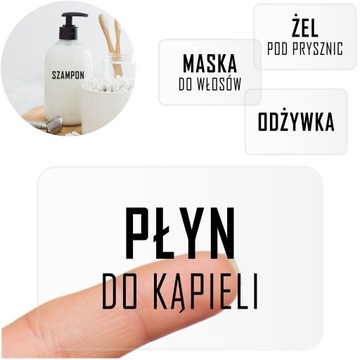 ETYKIETY na kosmetyki NAKLEJKI na kosmetyki 5x8cm żel pod prysznic 18szt