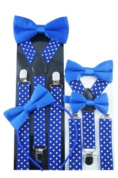 Синий комплект подтяжек с галстуком-бабочкой для папы и сына ВЫКРОЙКИ НА ВЫБОР!