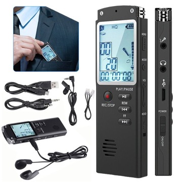 DYKTAFON AUDIO ODTWARZACZ USB MP3 16GB EKRAN LCD
