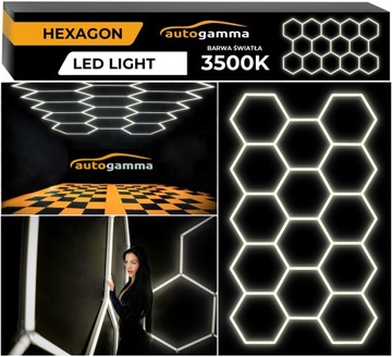 Lampa LED HEXAGON panel Oświetlenie Warsztat Garaż Dom 297x515cm 3500K