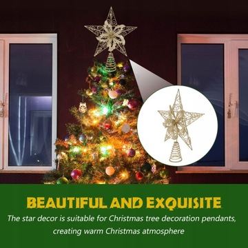 4x декоративная рождественская звезда на верхушке рождественской елки