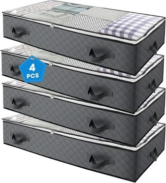 4x TORBA ORGANIZER POKROWIEC DO PRZECHOWYWANIA UBRAŃ POŚCIELI POD ŁÓŻKO 90L