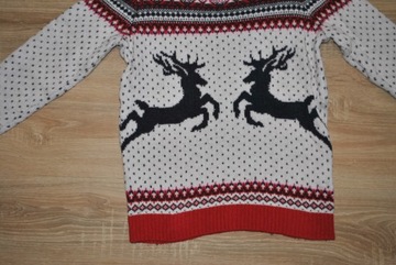 H&M świąteczny sweterek RENIFERKI r. S BDB