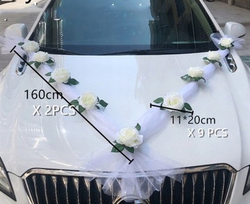 DEKORACJA ŚLUBNA DO SAMOCHODU NA ŚLUB AUTO OZDOBY