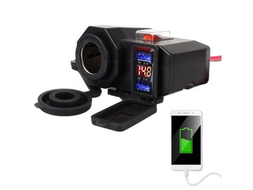 ПРИКУРЫВАТЕЛЬ ДЛЯ МОТОЦИКЛА, СКУТЕРА QUADA, USB-ДИСПЛЕЙ, ЗАРЯДНОЕ УСТРОЙСТВО