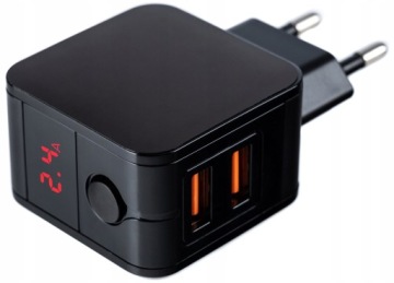 ŁADOWARKA SIECIOWA do Telefonu 2xUSB 2.4A AMPEROMIERZ