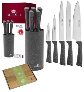 GERLACH SMART GRANIT NOŻE 5 EL + DESKA NATUR 30x24