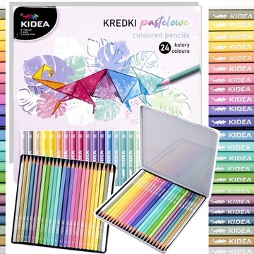 KREDKI PASTELOWE W METALOWYM PUDEŁKU KIDEA 24 KOL