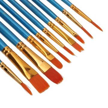 10шт акварельные кисти разных размеров жемчужно-синий N4