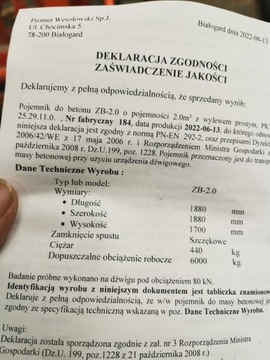 Емкость для бетонной брусковой смеси с прямым изливом, ведро 2м3