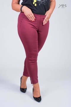 Spodnie 7/8 MIKSA z zipem bordo Plus Size 42-58 52