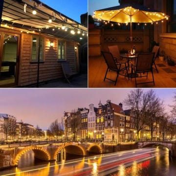 САДОВЫЕ ЛАМПЫ СОЛНЕЧНАЯ ГИРЛЯНДИЯ ДЛЯ ТЕРРАСЫ, СВЕТ 17м 50xLED НАРУЖНЫЙ