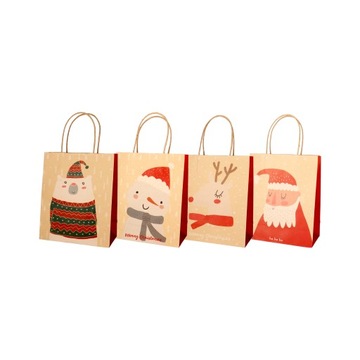 12x Torba prezentowa świąteczna craft eco 21x25,5cm Mikołajki