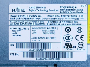 Блок питания Fujitsu S26113-E563-V50-01 DPS-250AB-62 A