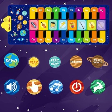 МУЗЫКАЛЬНЫЙ КОВРИК ДЛЯ ДЕТЕЙ СТАРШЕ 1 ГОДА, КОВРИК ДЛЯ ПИАНИНО, ПОДАРОК, 120 Х 48 СМ