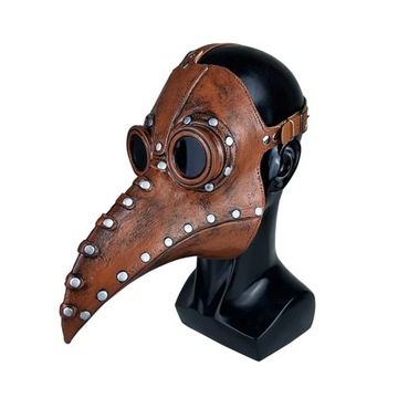 MASKA PLAGUE DOCTOR HALLOWEEN LATEKSOWA BRĄZOWA