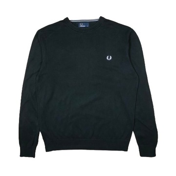 FRED PERRY Sweterek Męski Czarny Logowany r. M