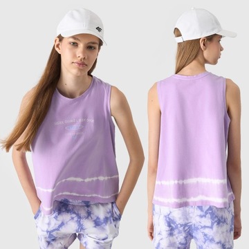 T-SHIRT DZIEWCZĘCY 4F TOP KOSZULKA DZIECIĘCA Z NADRUKIEM SS24