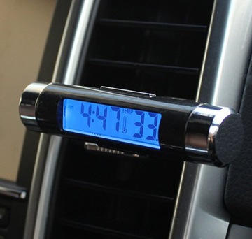 ZEGAREK TERMOMETR SAMOCHODOWY LCD CYFROWY ELEKTRONICZNY PODŚWIETLENIE ZG9