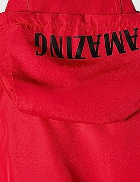 Damska kurtka czerwona z kapturem wiatrówka roz.S