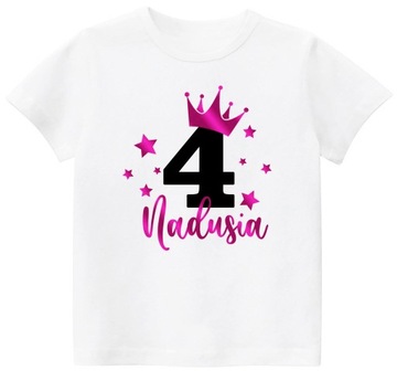 Koszulka T-SHIRT URODZINY 4 LATA IMIĘ r. 110