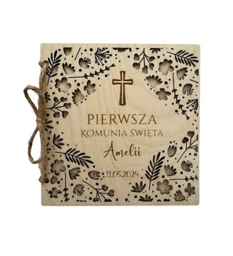 KARTKA NA CHRZEST PAMIĄTKA CHRZTU ŚWIĘTEGO PERSONALIZACJA BDB DREWNO