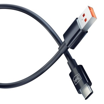 Черный силиконовый кабель USB-A — C, 60 Вт, 3 А, 1,2 м — 3 мк, Hyper Cable