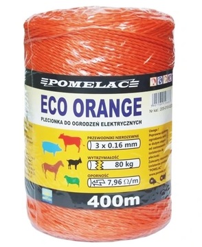 PLECIONKA LINKA PASTUCH ELEKTRYCZNY POMELAC ECO ORANGE 400 M PRODUKT POLSKI