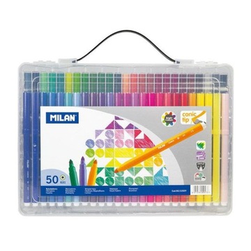 Flamastry ze stożkową końcówką 50 sztuk w plastiko