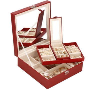 SZKATUŁKA NA BIŻUTERIĘ ETUI ORGANIZER PUDEŁKO ELEGANCKIE KUFEREK DLA KOBIET