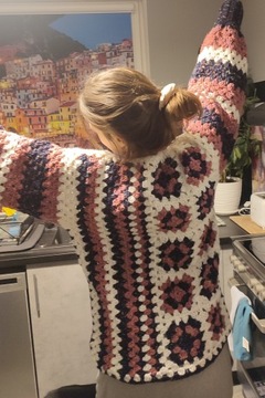 Sweter na szydełku handmade boho rękodzieło