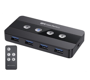 PRZEŁĄCZNIK SWITCH KVM USB + DisplayPort 4 Port CABLE MATTERS 202070-BLK